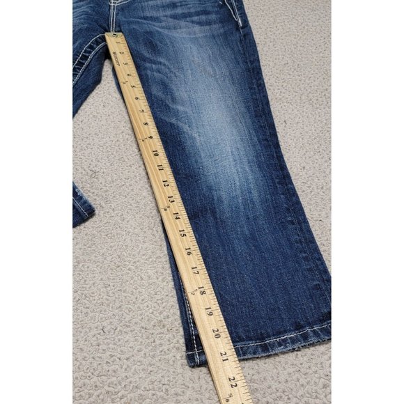 Miss Me Womens Blue Denim Easy Cropped Jeans Embellished Low Rise Size 26 - Picture 10 of 12
